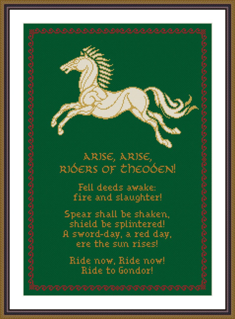 LOTR Rohan Cross Stitch Pattern PDF - Arise, Arise, Riders of Theoden ...