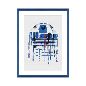 Star Fan Art Cross Stitch PDF pattern Droid - Watercolor - Silhouette