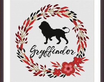 Red Floral Crest - Movie Fan Art Cross stitch pattern PDF Instant Download