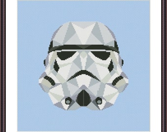 Star Fan Art Cross Stitch PDF pattern Geometric Stormtrooper Helmet