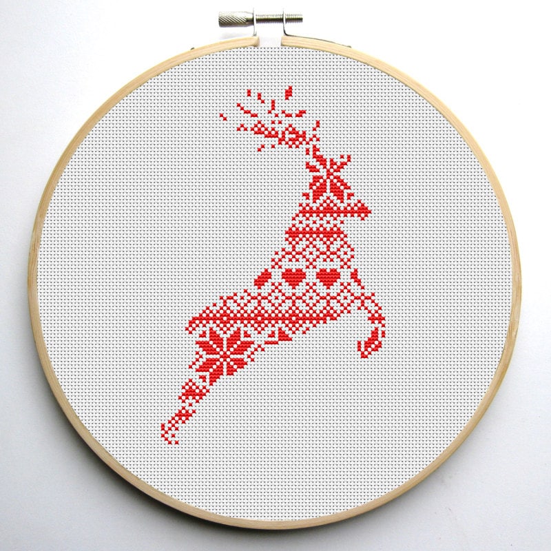 Nordic Pattern Christmas Reindeers 2 Cross Stitch Pattern PDF Instant ...