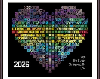 Temperature Ornaments Heart. Temperature Cross Stitch Pattern PDF. Temperature Chart Pattern. Temperature Yearly Sampler