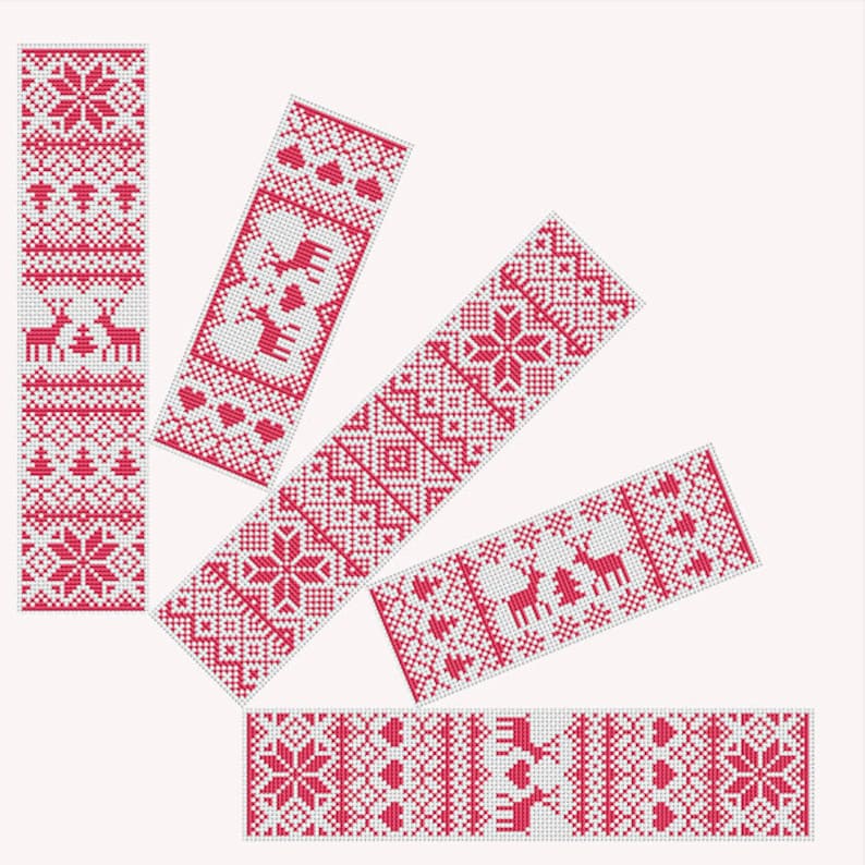 Cross stitch pattern PDF Christmas bookmarks Instant Etsy