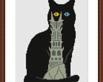 Cat Sauron Eye Cross Stitch Pattern Instant Download PDF