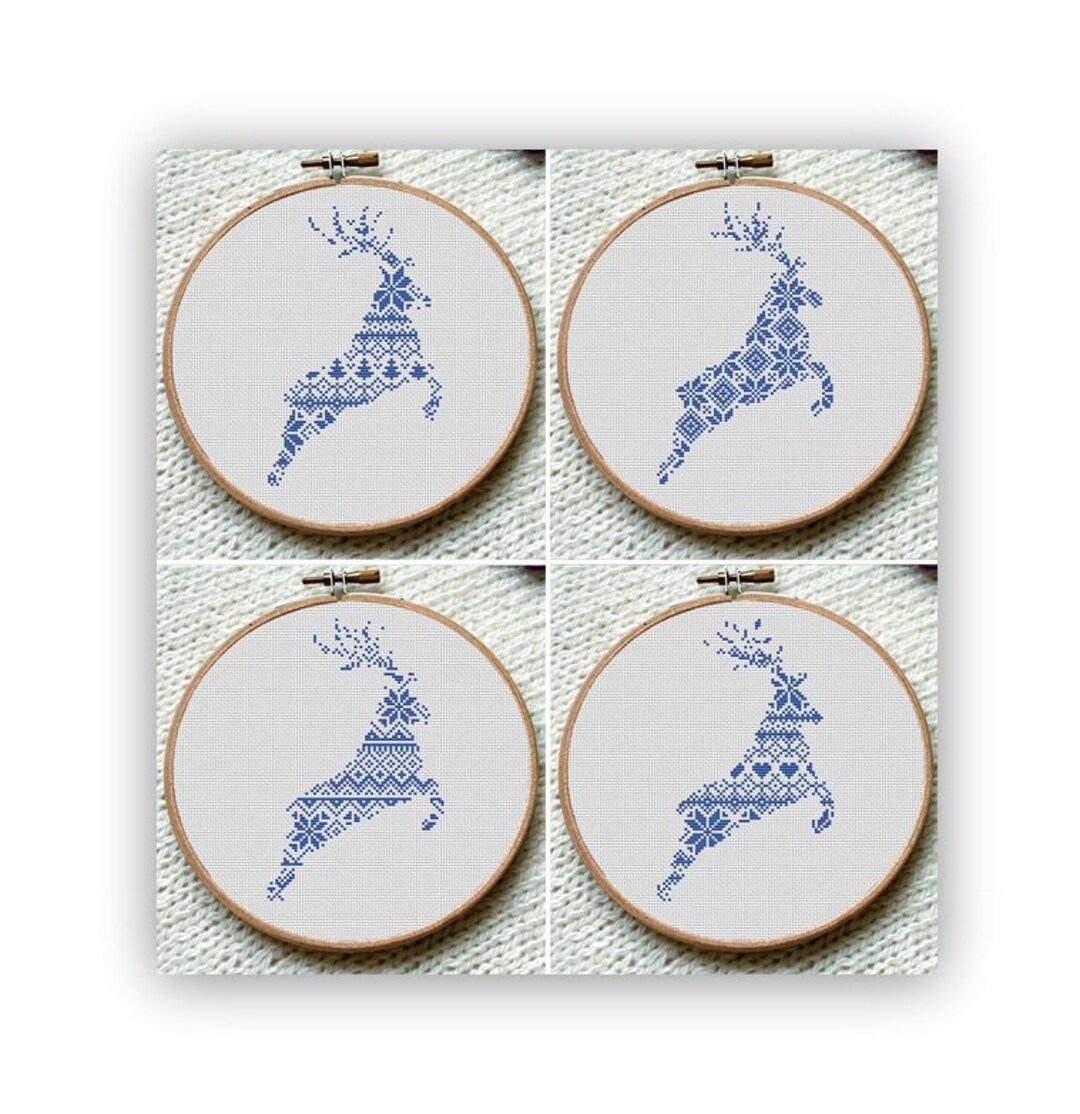 Nordic Pattern Christmas Reindeers 2 Cross Stitch Pattern PDF Instant ...