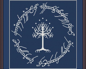 White Tree of Gondor cross stitch pattern Instant Download PDF