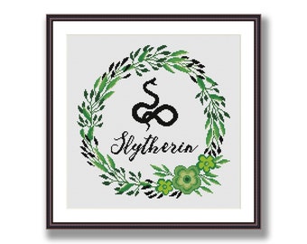 Green Floral Crest - Movie Fan Art Cross stitch pattern PDF Instant Download