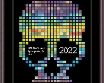 Temperature Skull Cross Stitch Pattern PDF. Temperature Cross Stitch Chart Instant Download