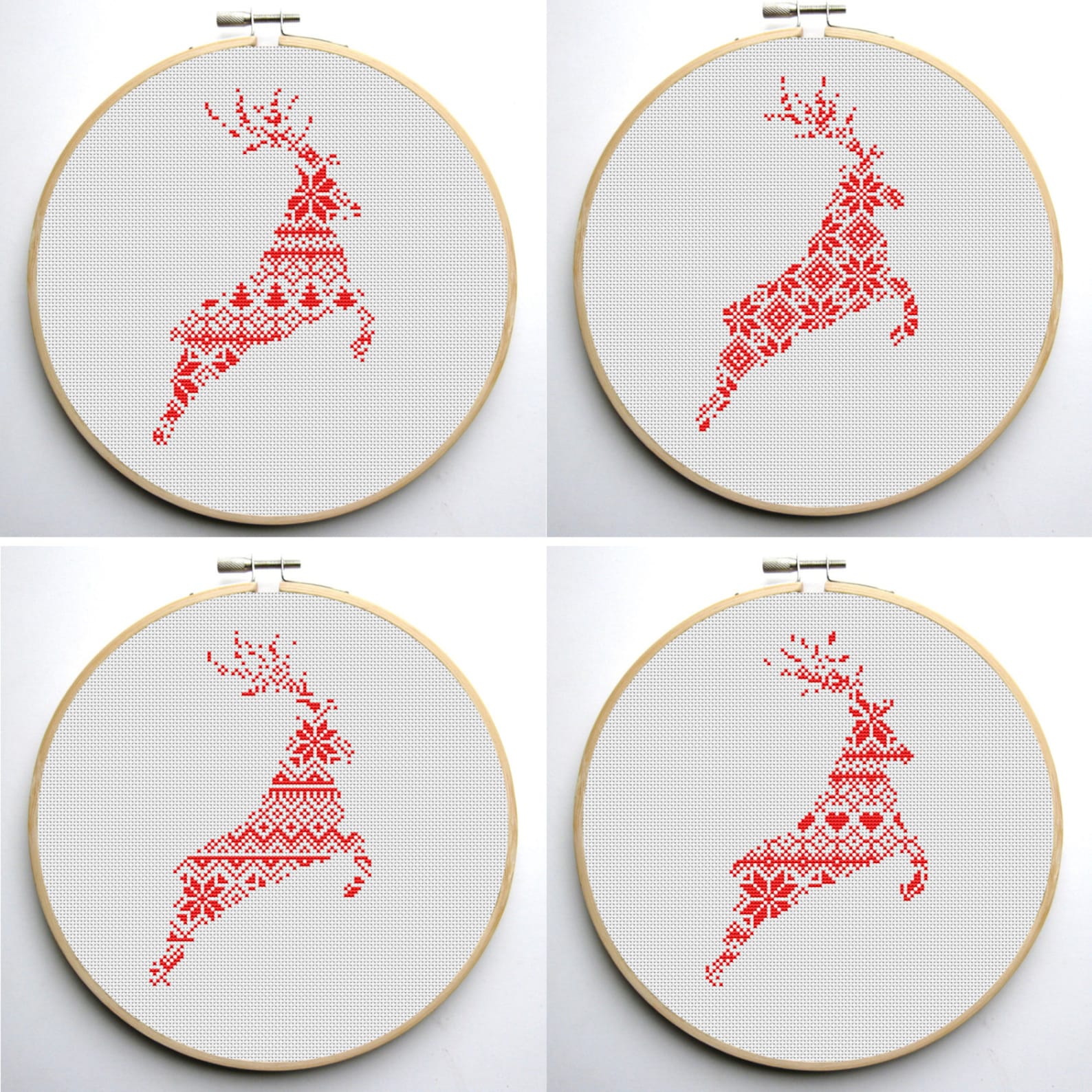Nordic Pattern Christmas Reindeers 2 Cross Stitch Pattern PDF Instant ...
