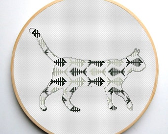 Cat Silhouette Cross Stitch Pattern Modern cross stitch PDF Instant Download