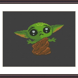 Funny Cross Stitch PDF pattern Green Baby - Movie