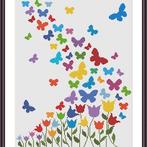 Cross stitch pattern pdf Butterflies and Flowers Instant Download