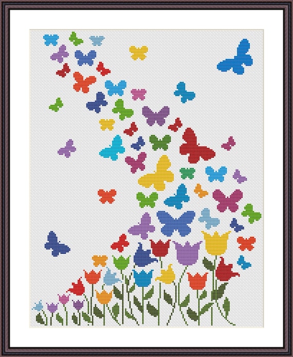 Butterfly Cross Stitch Pattern Butterflies Cross Stitch Pattern Spring X Stitch Flowers PDF Pattern
