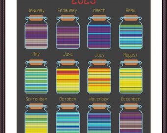 Temperature Jars 2 Cross Stitch Pattern PDF. Temperature Cross Stitch Chart Instant Download