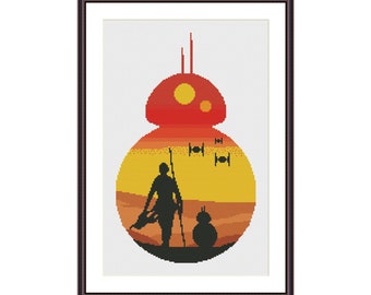 Star Fan Art Cross Stitch PDF pattern sunset - Silhouette
