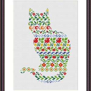 Cat Border Silhouette 2 Modern Cross Stitch Patroon PDF - Instant download - Cross Stitch Patroon 2