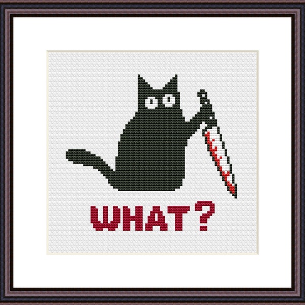 Black Cat - Funny Cross Stitch Pattern PDF Instant Download - Set of 2 Patterns