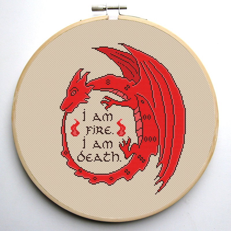 The Hobbit Smaug I Am Fire I Am Death Cross Stitch Etsy