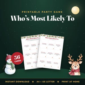 Who's Most Likely To Christmas Game, 36 Cards, Holiday Party Icebreaker (Digital Download) image 1