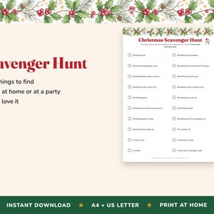 Christmas Scavenger Hunt for Kids, 20-Item Holiday Party Game (Digital Download) image 2