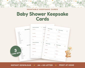 Baby Shower Keepsake Cards, Baby Predictions, Advice for Parents, Wishes for Baby, Printable (Digital Download)