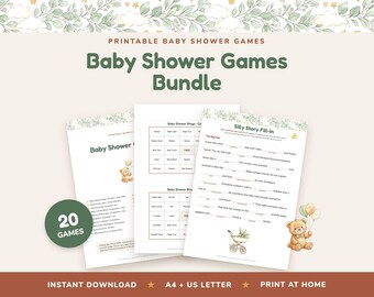 Baby Shower Games Bundle, 20 Printable Games, Bingo, Guess the Price, Would You Rather, Gender Neutral (Digital Download)