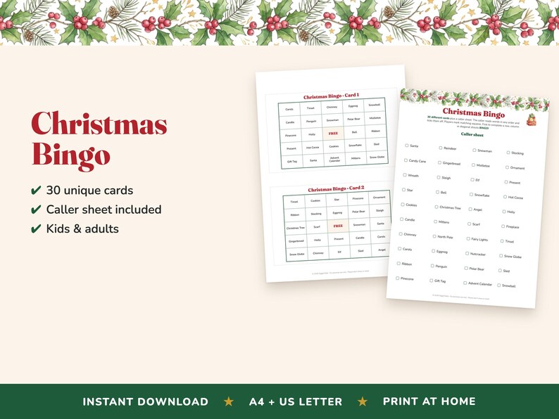 Paquete de 10 juegos imprimibles para fiestas navideñas, ideales para divertirse en familia o en la oficina (descarga digital). imagen 3