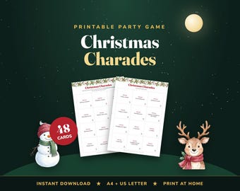 Julcharadspel, 48 utskrivbara skådespelskort (digital nedladdning)