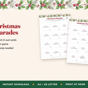Juego de mímica navideña, 48 tarjetas imprimibles para representar (descarga digital) imagen 2