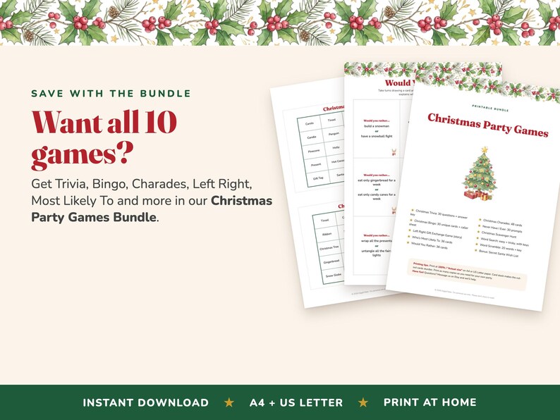Left Right Christmas Game, Printable Gift Exchange Story (Digital Download) image 4