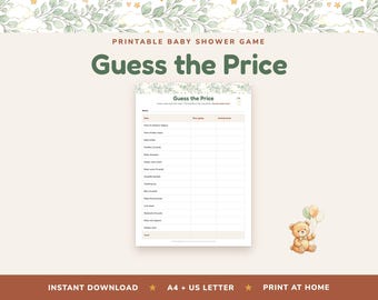 Guess the Price Baby Shower Game, Baby Item Price Guessing, Printable Gender Neutral Activity (Digital Download)