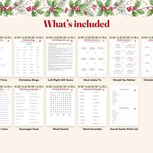 Paquete de 10 juegos imprimibles para fiestas navideñas, ideales para divertirse en familia o en la oficina (descarga digital). imagen 2