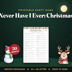 Never Have I Ever Christmas Game, 30 Prompts, Family Holiday Icebreaker (Digital Download) image 1