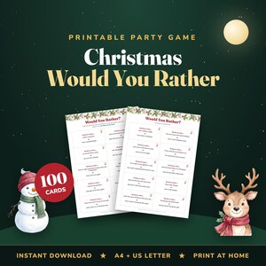 クリスマス版「どっちを選ぶ？」ゲーム、クリスマスをテーマにした質問カード100枚（デジタルダウンロード版） 画像 1