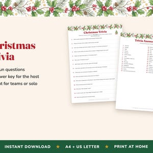 Christmas Trivia Quiz, 30 Questions, Holiday Party Game (Digital Download) image 2