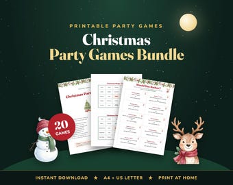 20 Printable Christmas Party Games Bundle, Family & Office Fun (Digital Download)