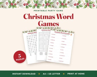 Sopas de letras y crucigramas navideños, fáciles y difíciles, con soluciones (descarga digital)