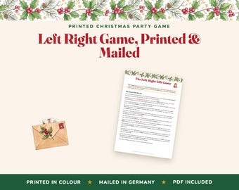 Juego navideño impreso Left Right, historia de intercambio de regalos enviada por correo desde Alemania + PDF
