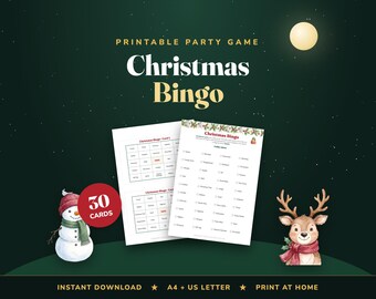 Julbingospel, 30 unika kort, festaktivitet (digital nedladdning)