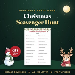 Christmas Scavenger Hunt for Kids, 20-Item Holiday Party Game (Digital Download) image 1