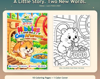 Nibbles and the Cozy Afternoon Coloring Book for Kids | Learn FOOD & REST | Story-Based Learning | Printable PDF