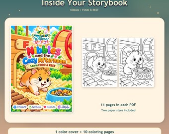 Nibbles and the Cozy Afternoon Coloring Book for Kids | Learn FOOD & REST | Story-Based Learning | Printable PDF