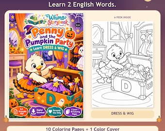Penny and the Pumpkin Party | Halloween Coloring Book | Learn English Words | Printable PDF