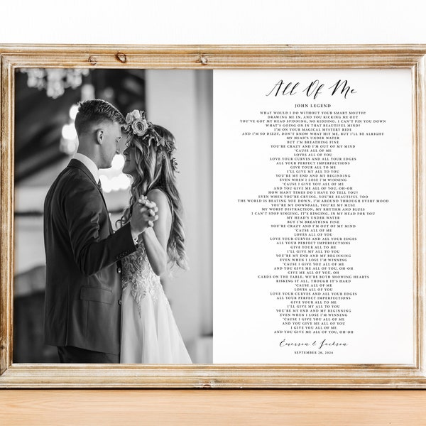 Song Lyrics Photo Art Template, Our Song Photo & Lyrics Wall Art, Our First Dance Wedding Memory Gift, Anniversary Gift, Digital Download