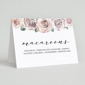 Buffet Card Template, Wedding Buffet Card, Bridal Shower Buffet Card, Buffet Sign, Tent Card, Editable Template, Floral Pink Blush, BB20