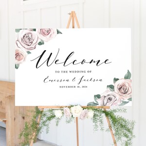 Wedding Welcome Sign Template, Floral Pink Blush, Welcome To Our Wedding Sign, Printable Wedding Sign, Wedding Poster Sign, BB20