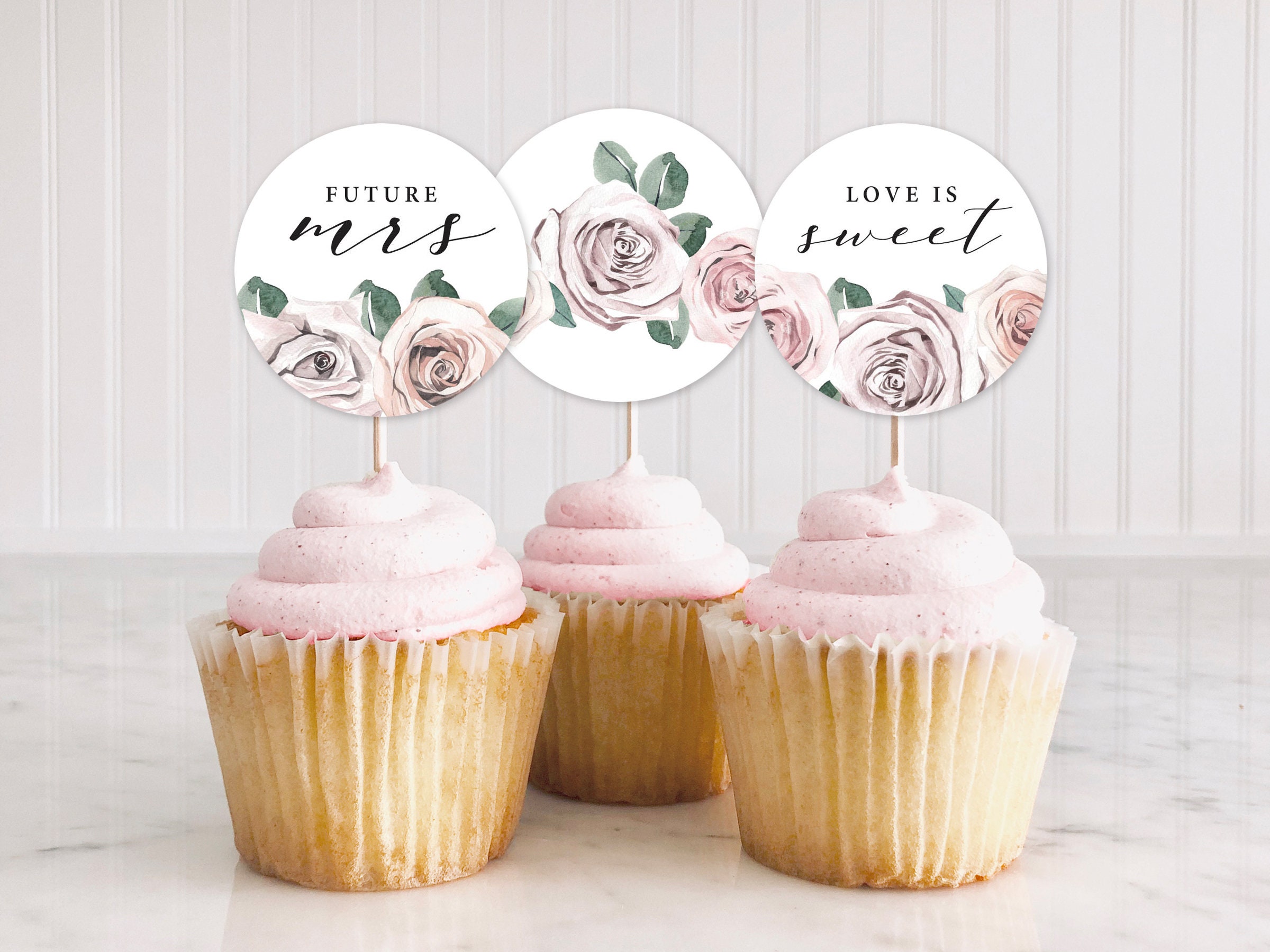 Bridal Shower Cupcake Toppers Favor Tag or Sticker Template Etsy España