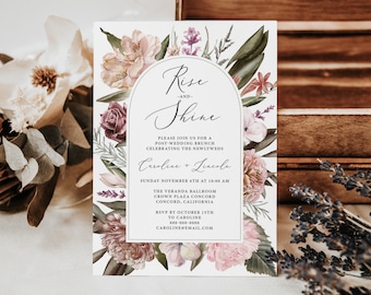 Zaproszenie na brunch weselny, zaproszenie na brunch weselny Rise and Shine Floral, zaproszenie na poranek po, edytowalny szablon po ślubie, GA22