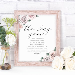 The Ring Game Bridal Shower Game Sign, Editable Template, Bridal Brunch Game Sign, Instant Download, Printable, Floral Blush, BB20