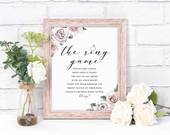 The Ring Game Bridal Shower Game Sign, Editable Template, Bridal Brunch Game Sign, Instant Download, Printable, Floral Blush, BB20